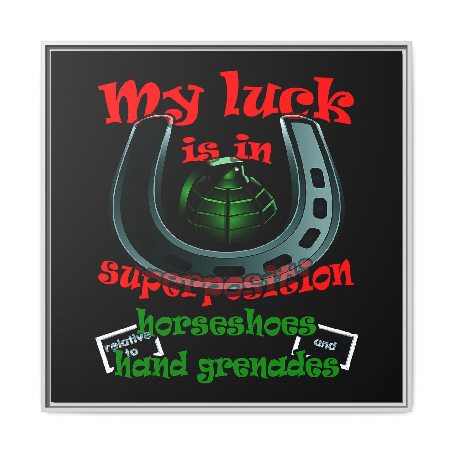 my luck - framed canvas art (black)