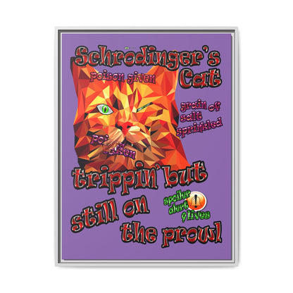 schrodinger's cat - framed canvas art (light purple)