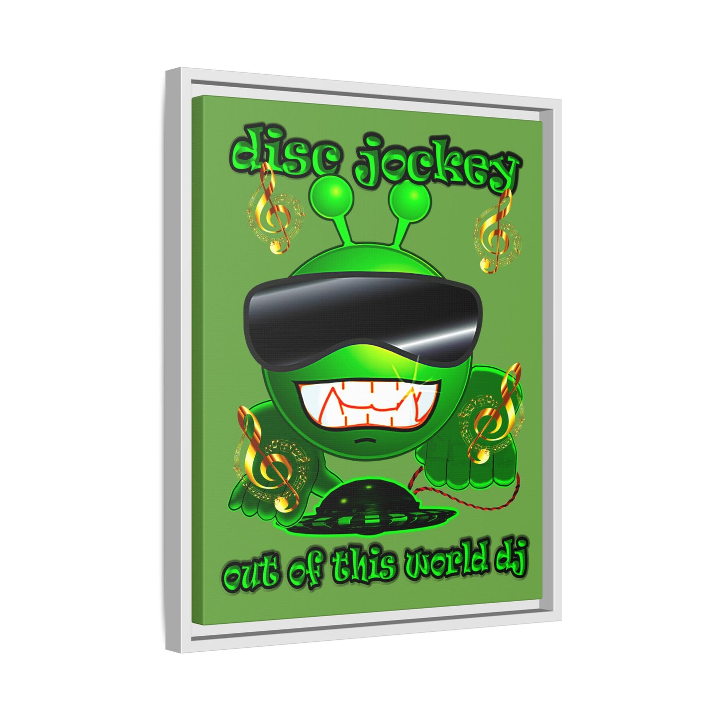 disc jockey - framed canvas art (green)