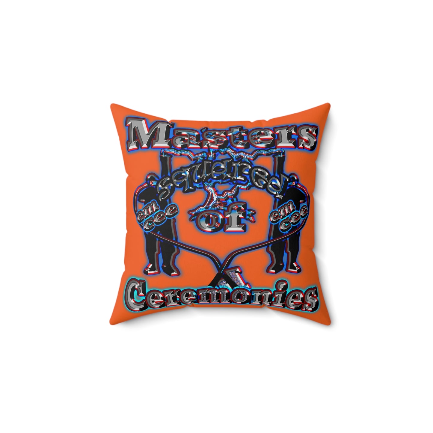 em cee squared - Spun Polyester Square Pillow - (orange)