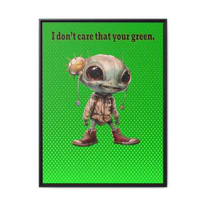 I don't care that your green - framed canvas art (logo green)
