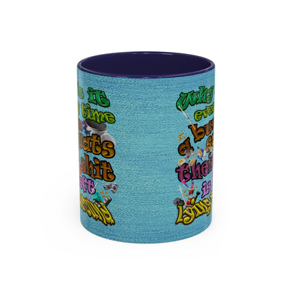 the bum's shit - Accent Mug (faded blue)