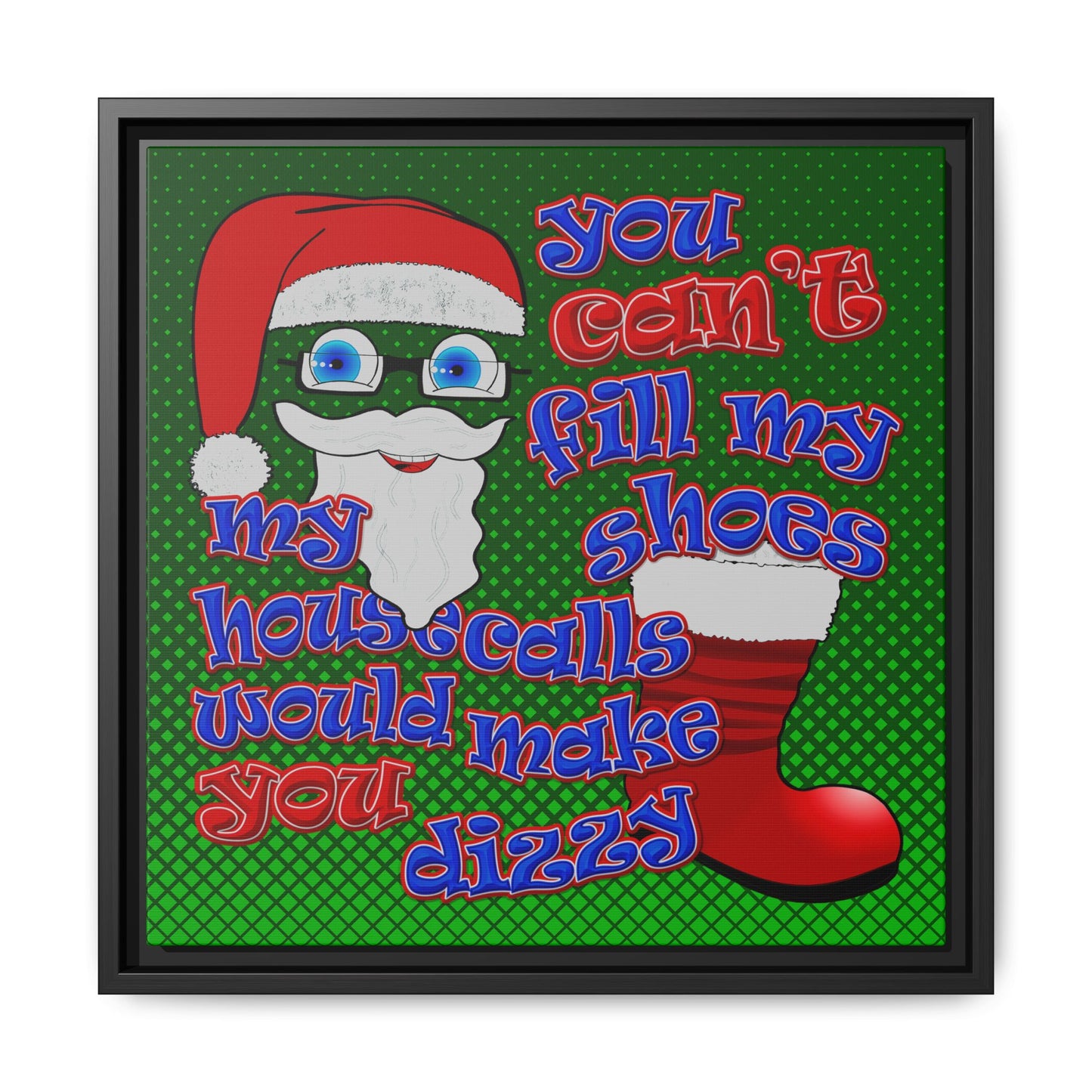 santa's shoes - framed canvas art (logo green)