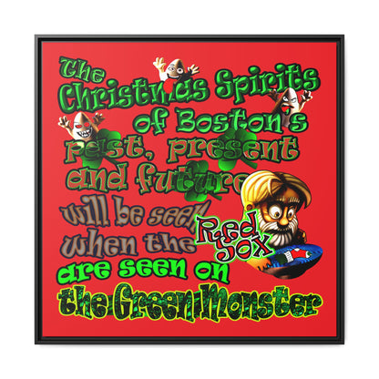christmas spirits of boston - framed canvas art (red)