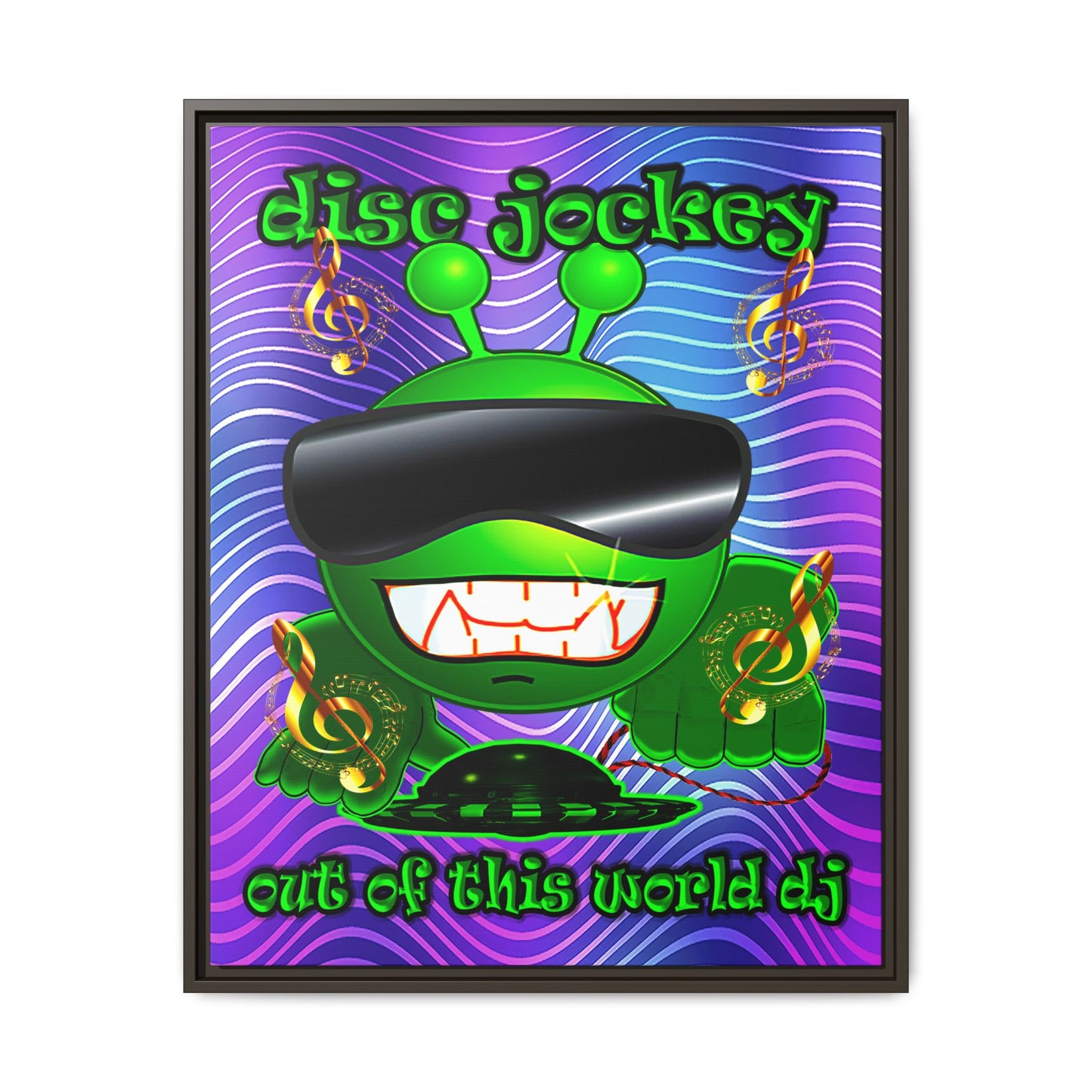 disc jockey - framed canvas art (purple wave)