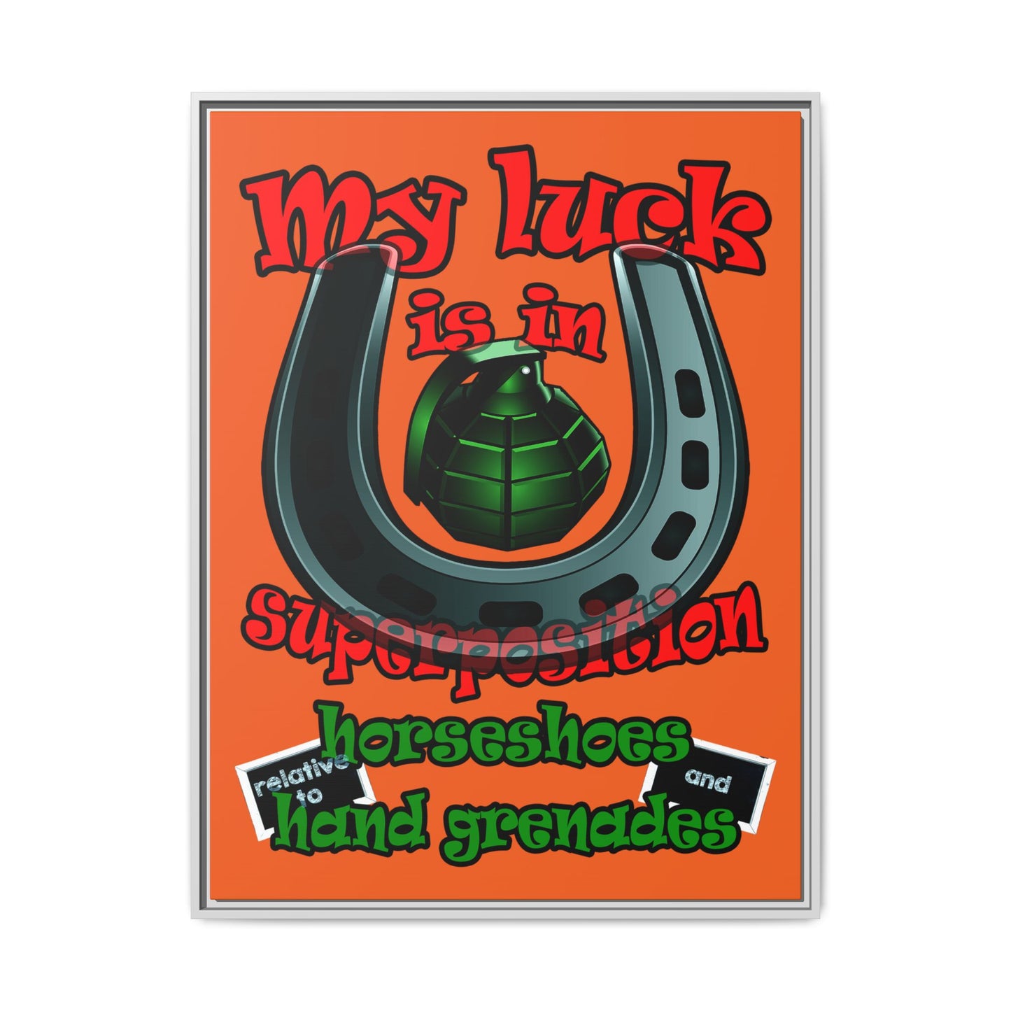 my luck - framed canvas art (orange)