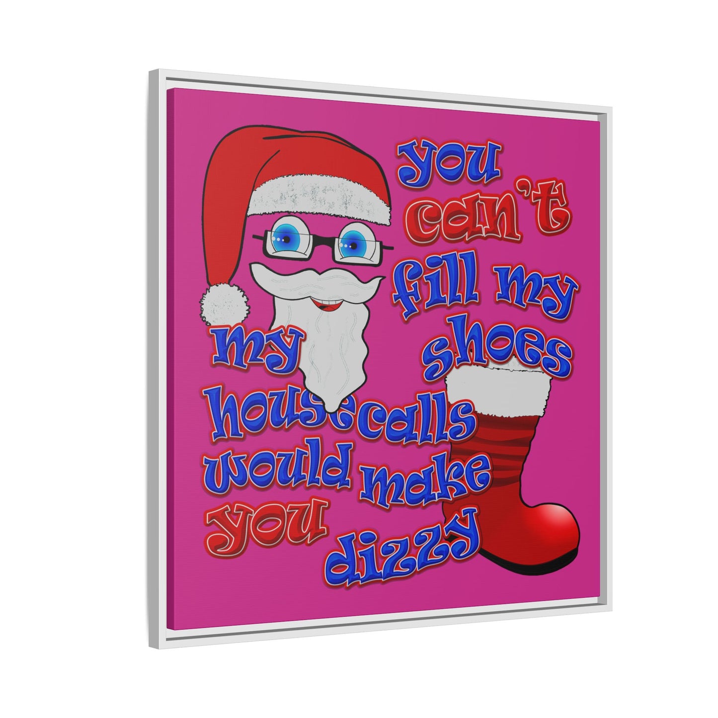 santa's shoes - framed canvas art (pink)