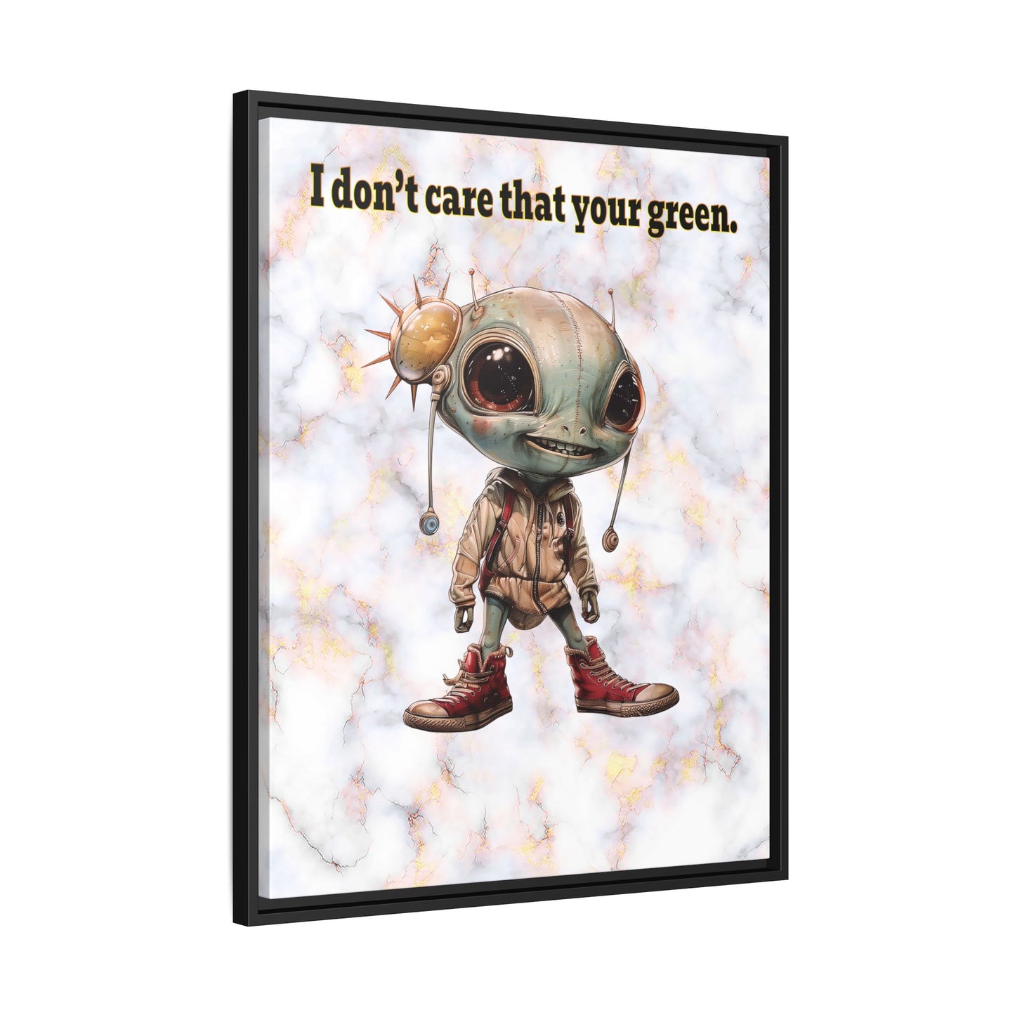 I don't care that your green - framed canvas art (white marble)