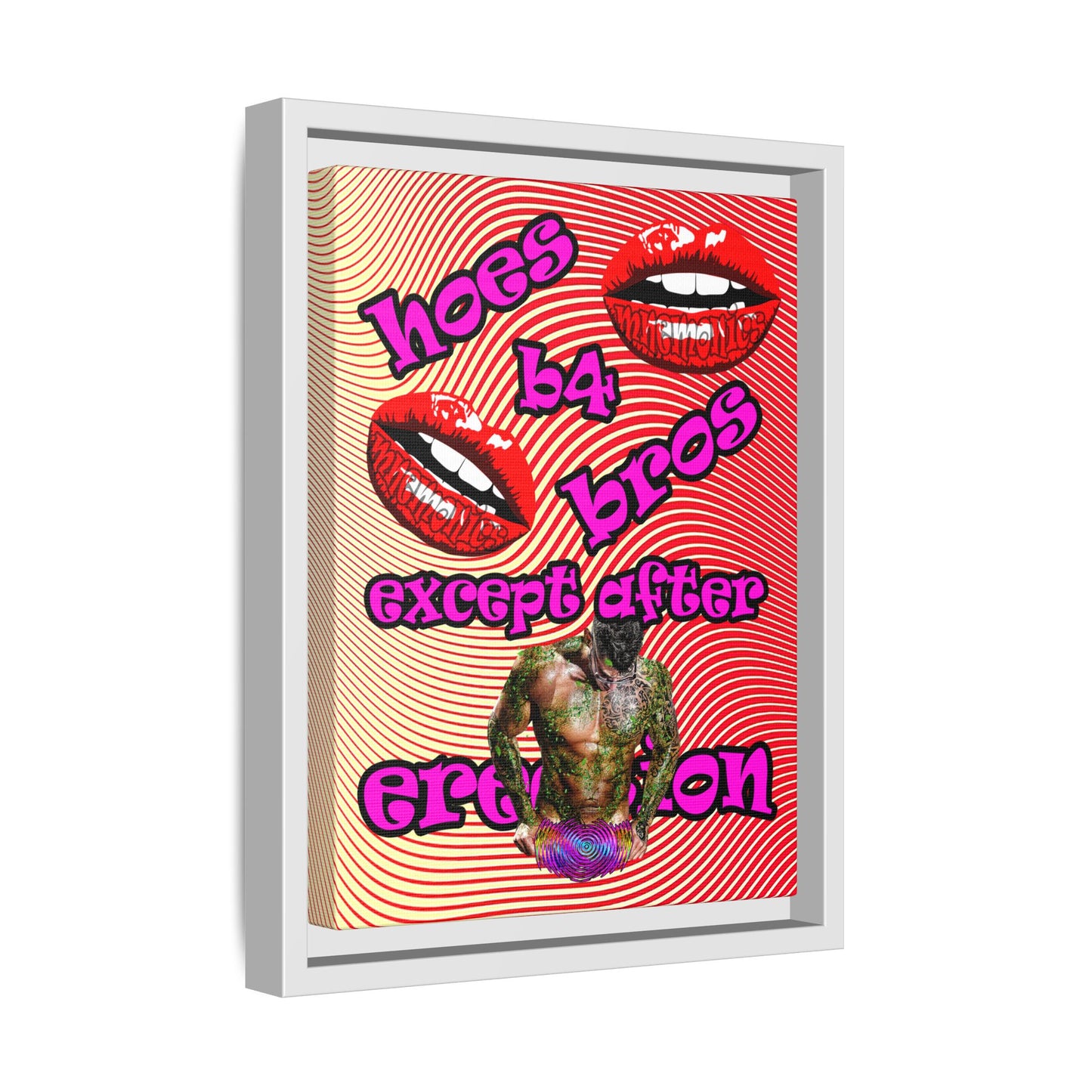 hoes b4 bros - framed canvas art (yellow-orange wave)