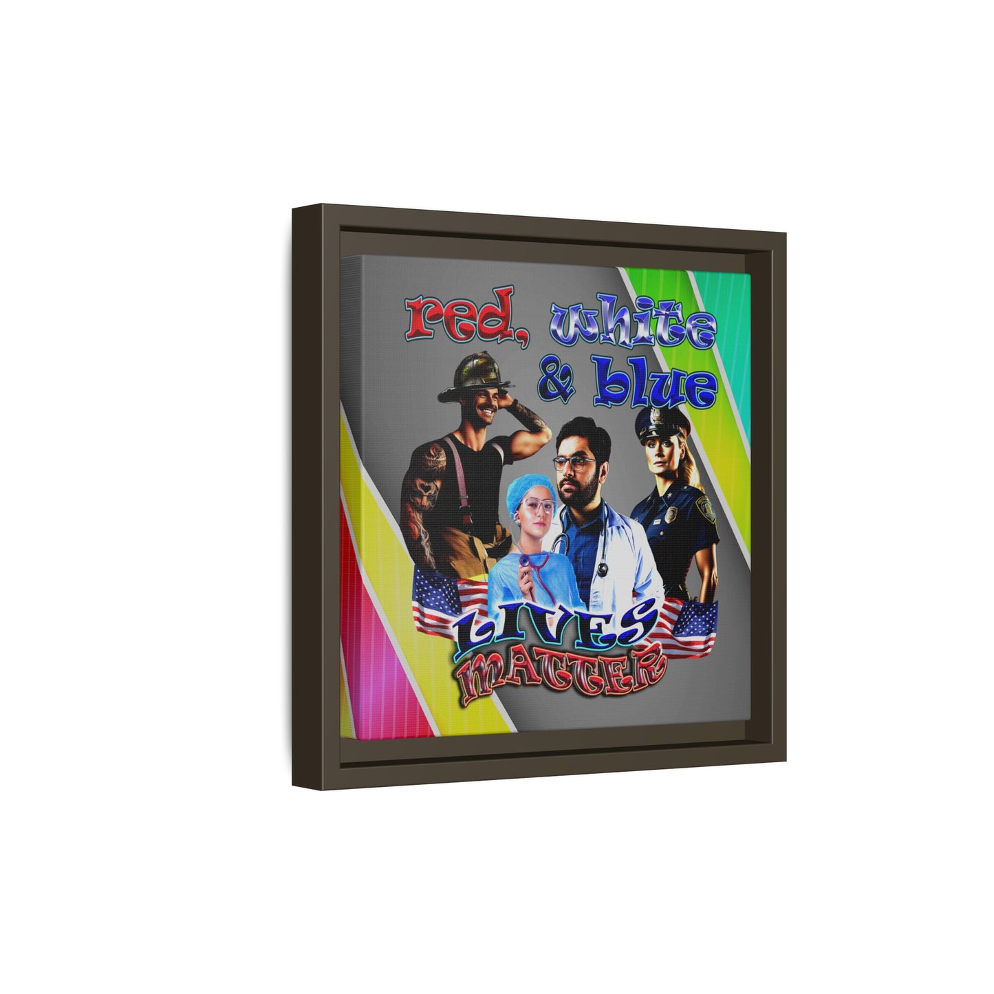 rw&b lives matter - framed canvas art (rainbow split)