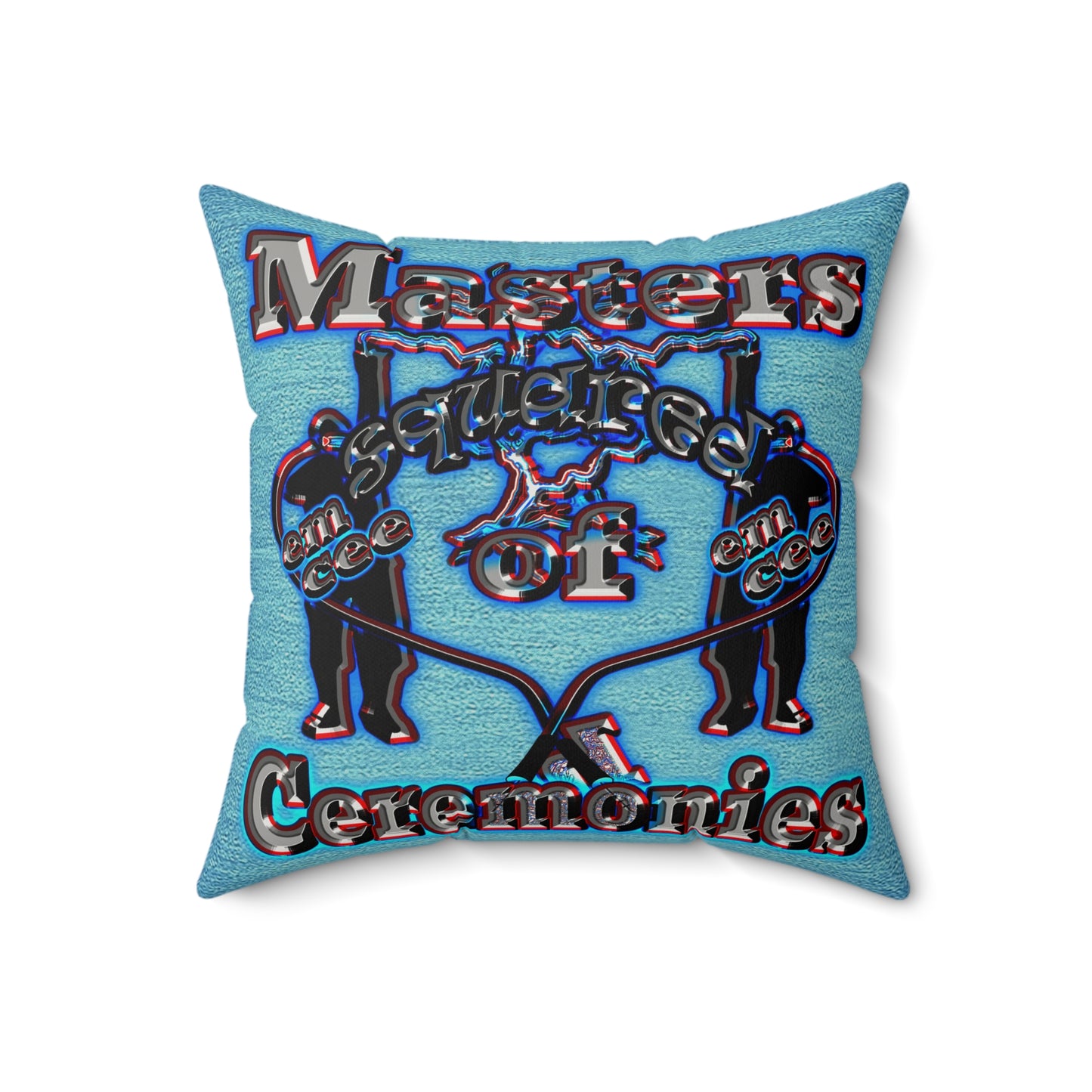 em cee squared - Faux Suede Square Pillow - (faded dark blue)