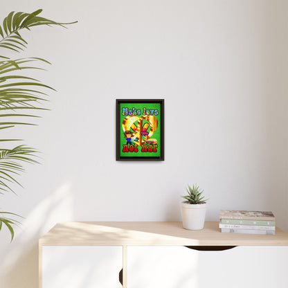 love peace - framed canvas art (green turf)