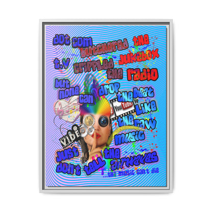 drop the beat - framed canvas art (light blue-purple wave)