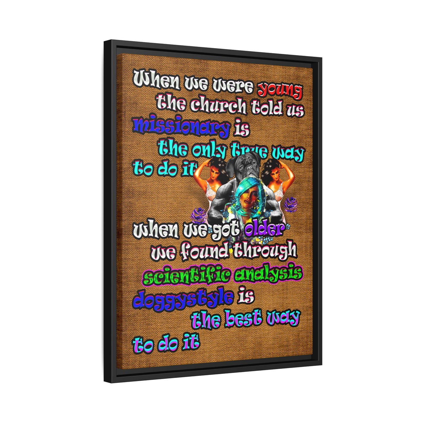 doggystyle - framed canvas art (brown papyrus)