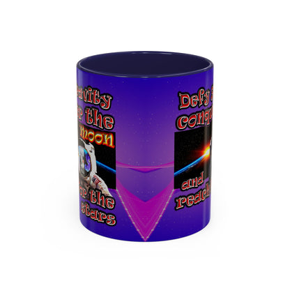 defy conquer reach - Accent Mug (purple-pink wave)