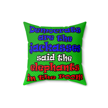 donkeys and elephants - Faux Suede Square Pillow - (logo green)
