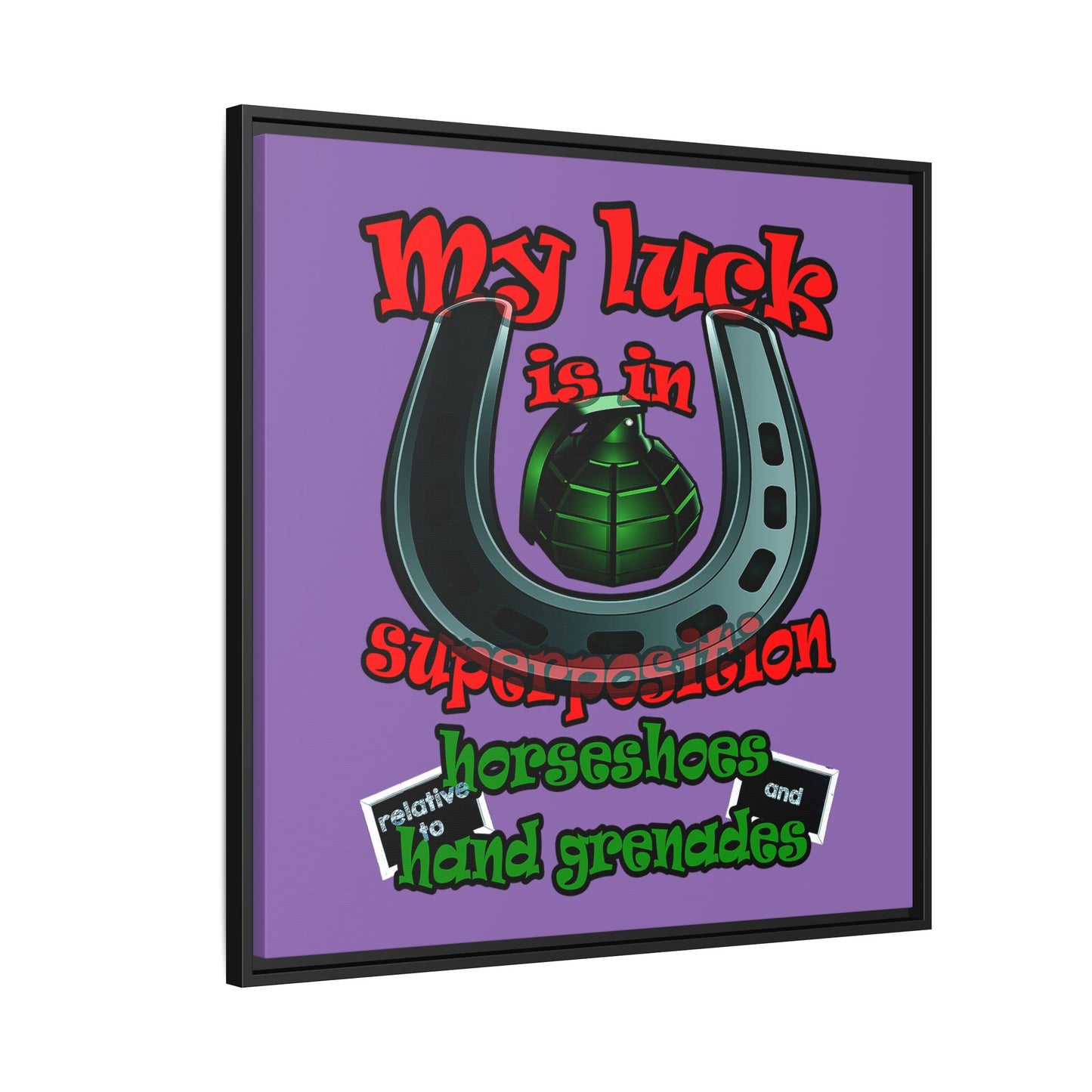 my luck - framed canvas art (light purple)