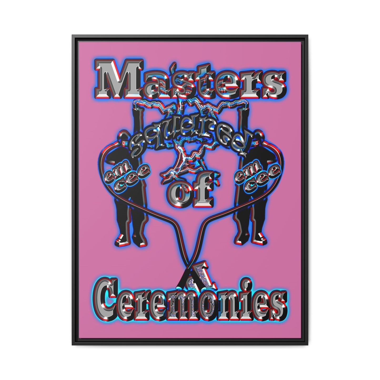em cee squared - framed canvas art (light pink)