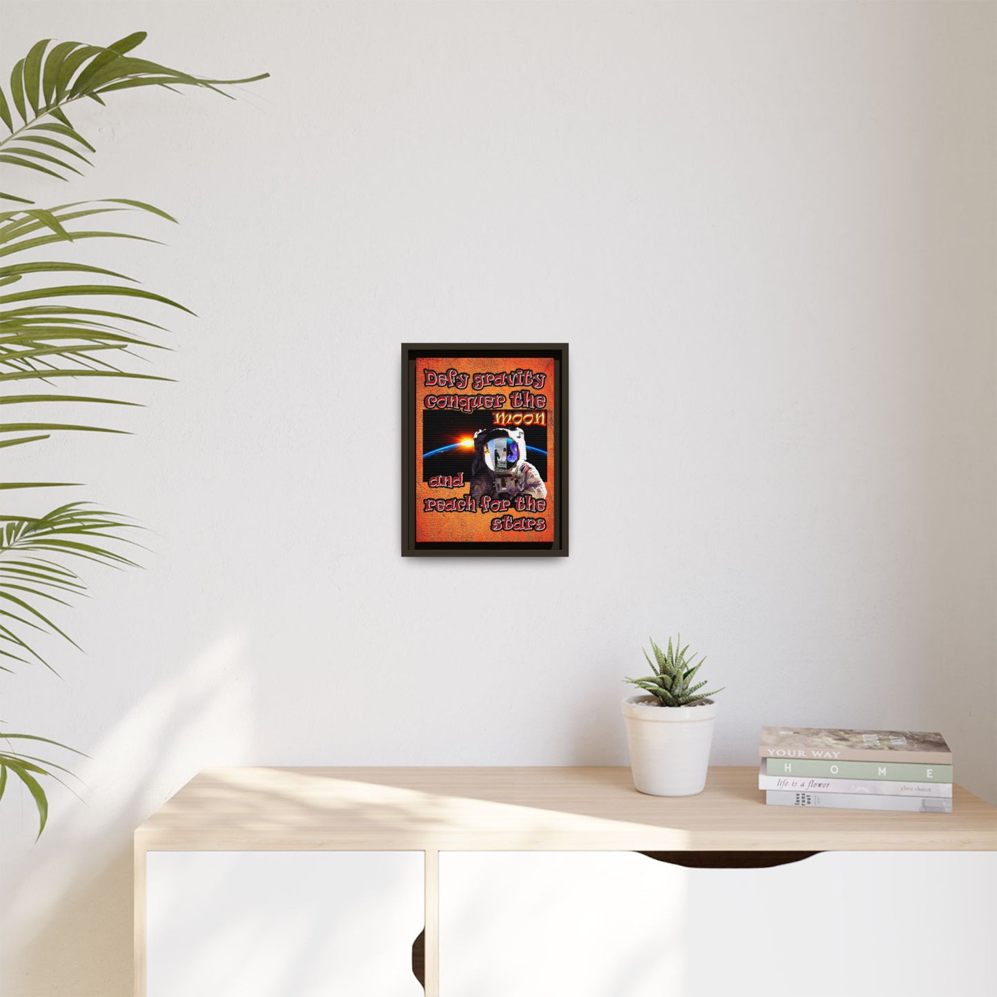 defy conquer reach - framed canvas art (burnt orange)