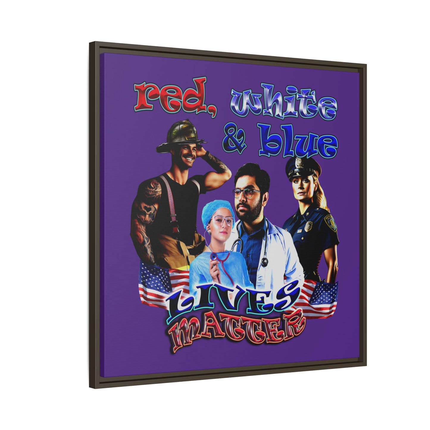 rw&b lives matter - framed canvas art (purple)