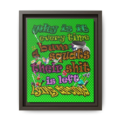 the bum's shit - framed canvas art (logo green)