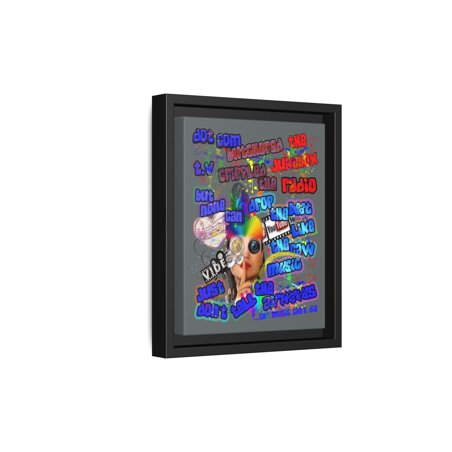 drop the beat - framed canvas art (dark grey)
