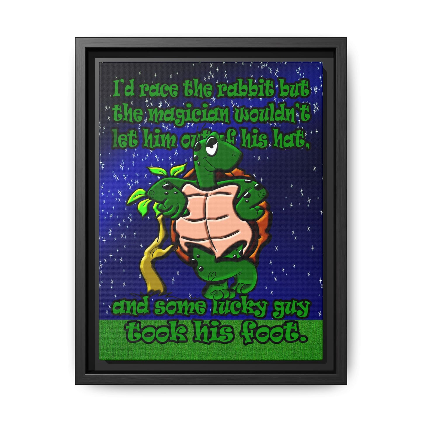 turtle race - framed canvas art ('snoops' background)