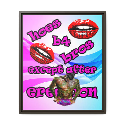 hoes b4 bros - framed canvas art (light blue-pink wave)
