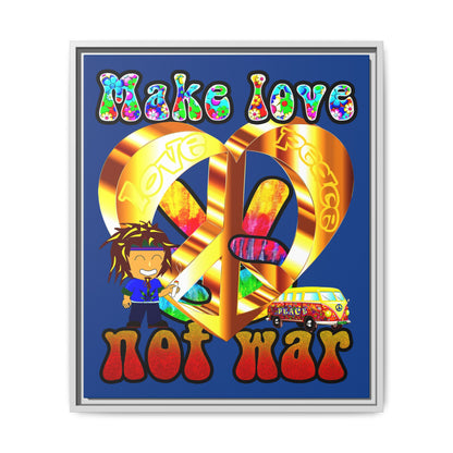 love peace - framed canvas art (dark blue)