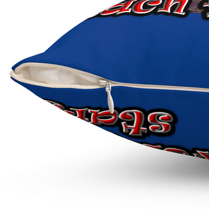 defy conquer reach - Spun Polyester Square Pillow - (dark blue)