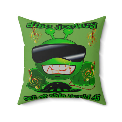 disc jockey - Faux Suede Square Pillow - (green)