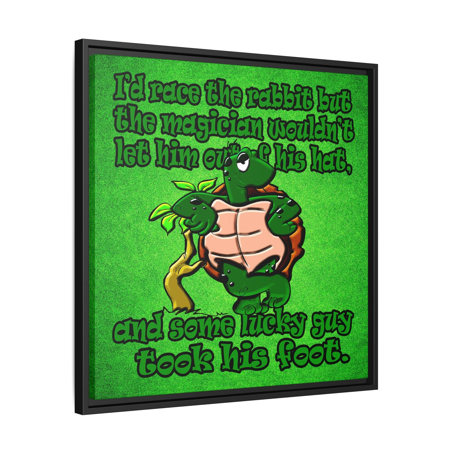 turtle race - framed canvas art (green turf)