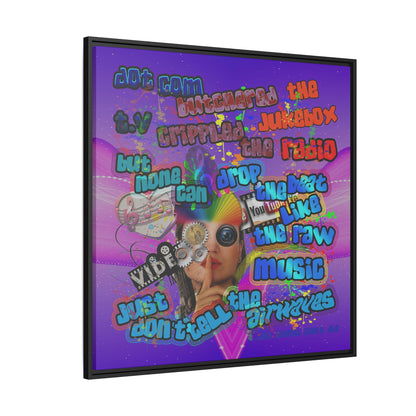 drop the beat - framed canvas art (purple-pink wave)