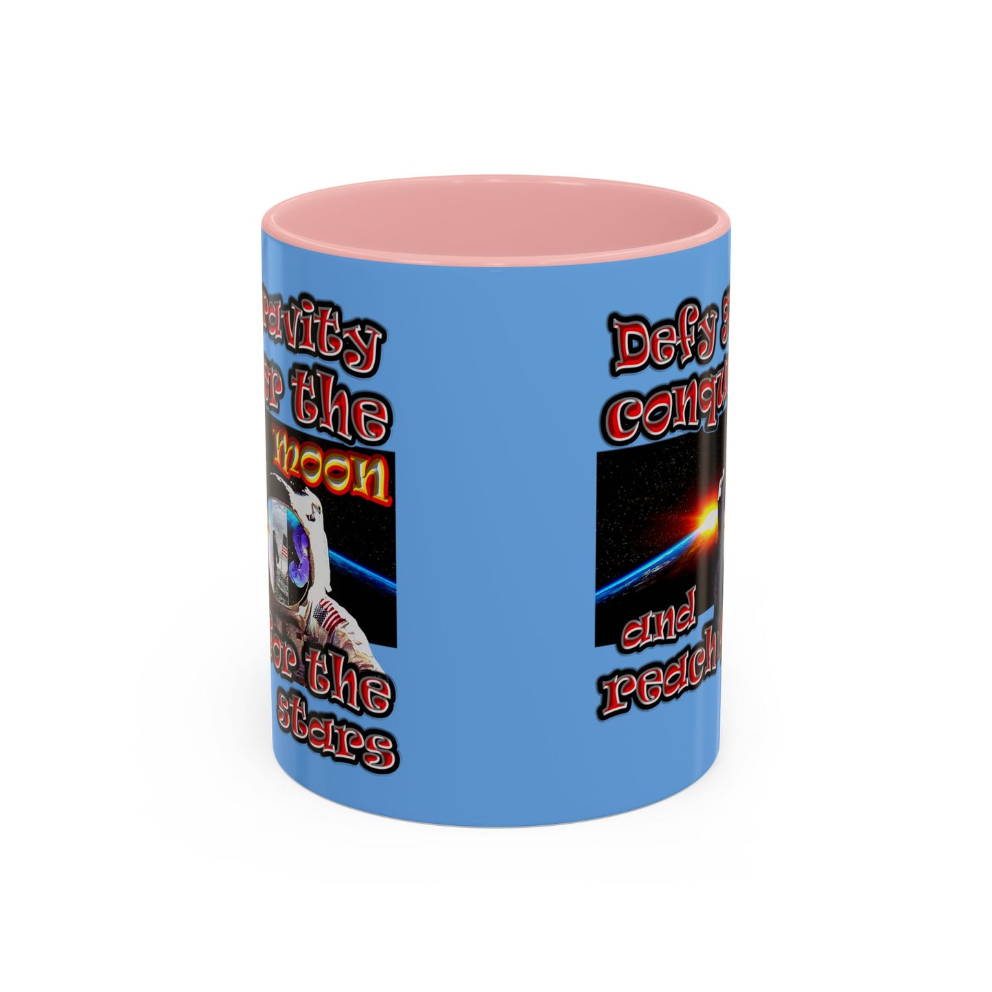 defy conquer reach - Accent Mug (light blue)