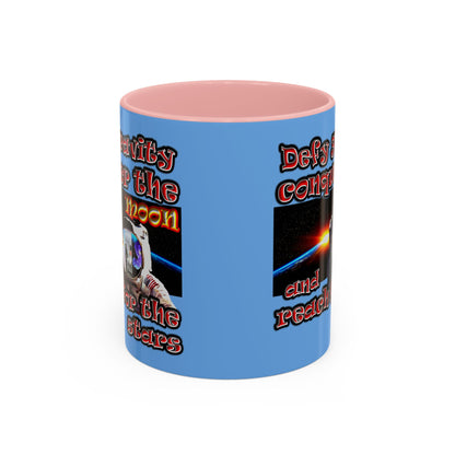 defy conquer reach - Accent Mug (light blue)