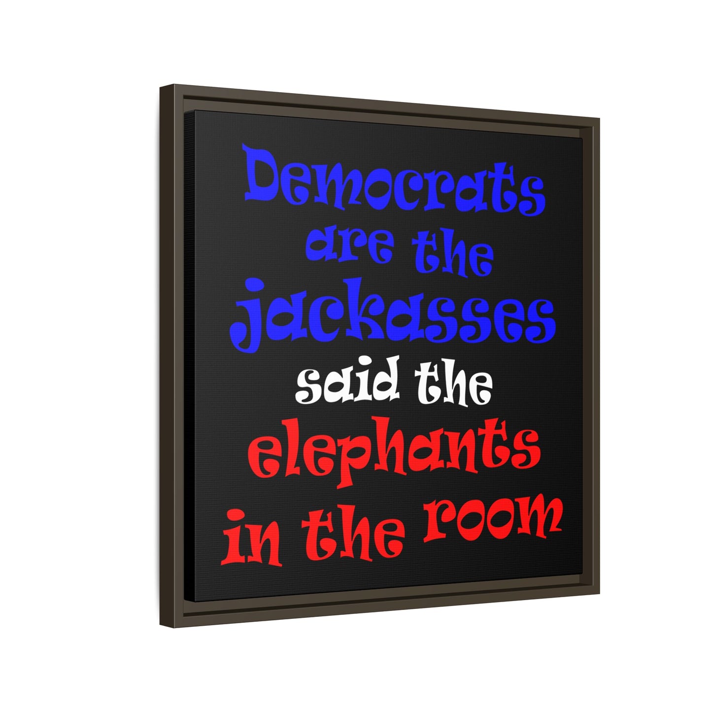 donkeys and elephants - framed canvas art (black)