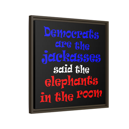 donkeys and elephants - framed canvas art (black)