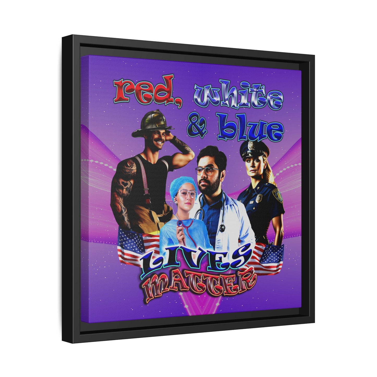rw&b lives matter - framed canvas art (purple-pink wave)