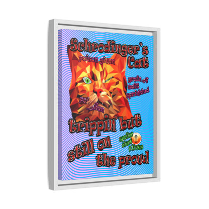 schrodinger's cat - framed canvas art (light blue-purple wave)