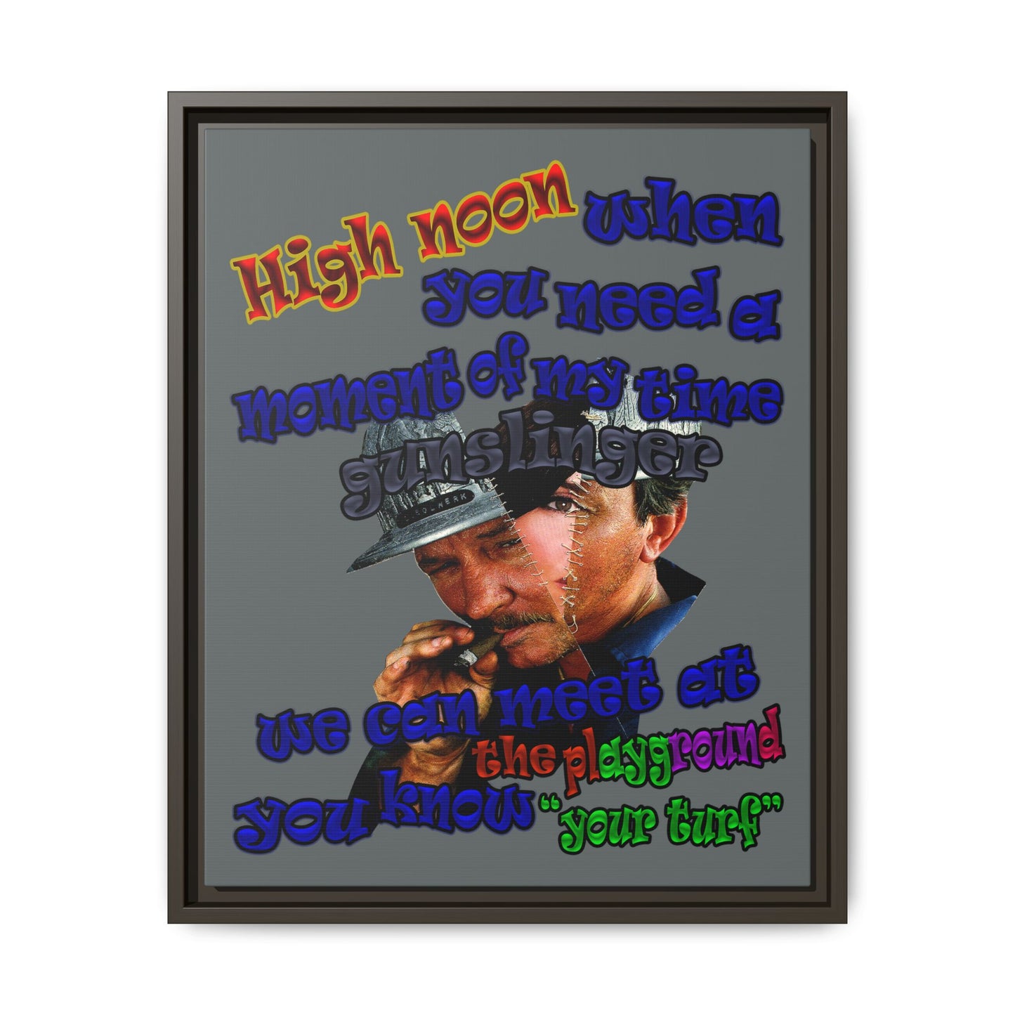 high noon - framed canvas art (dark grey)