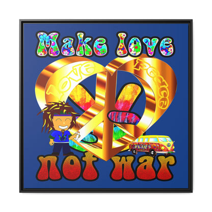 love peace - framed canvas art (dark blue)