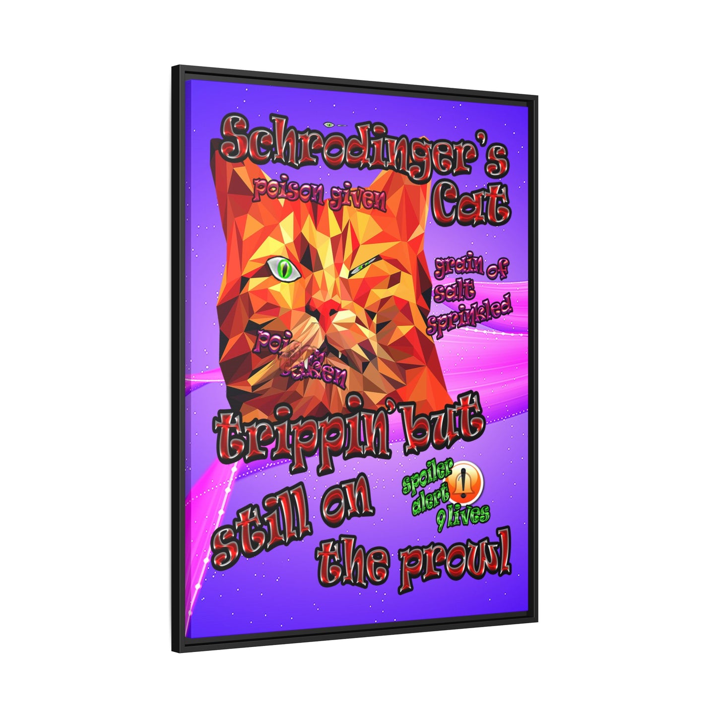 schrodinger's cat - framed canvas art (purple-pink wave)