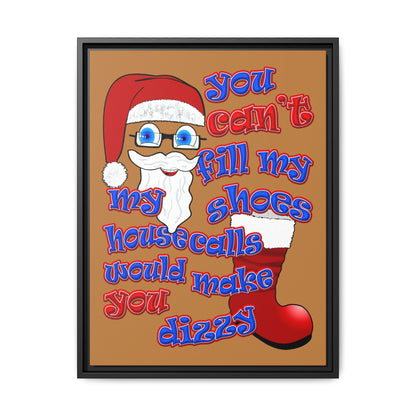 santa's shoes - framed canvas art (light brown)