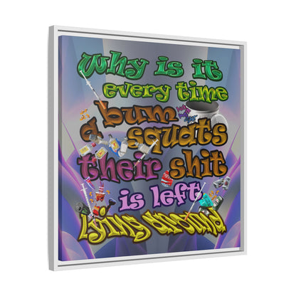 the bum's shit - framed canvas art (grey-pink wave)
