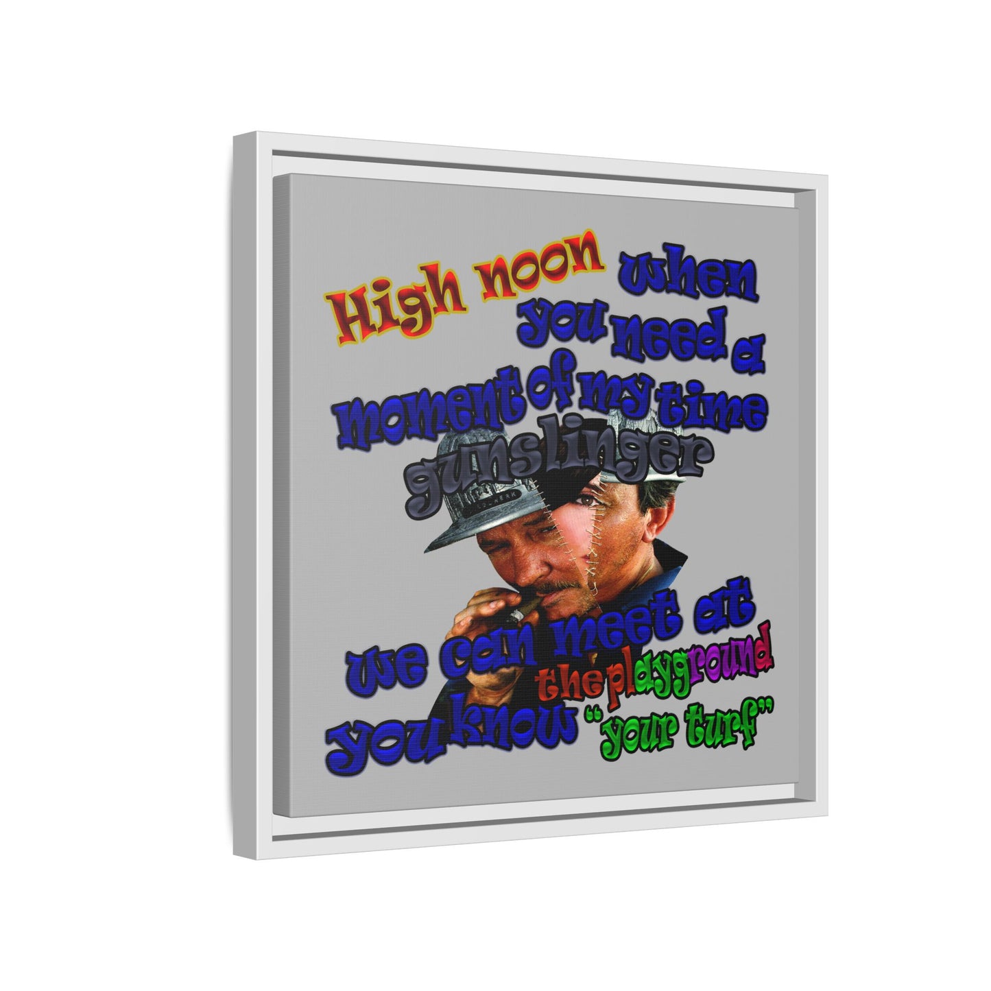 high noon - framed canvas art (light grey)