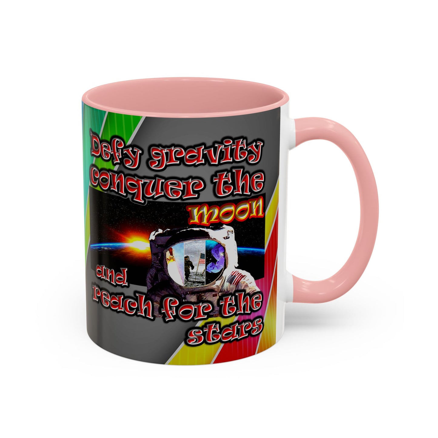 defy conquer reach - Accent Mug (rainbow split)