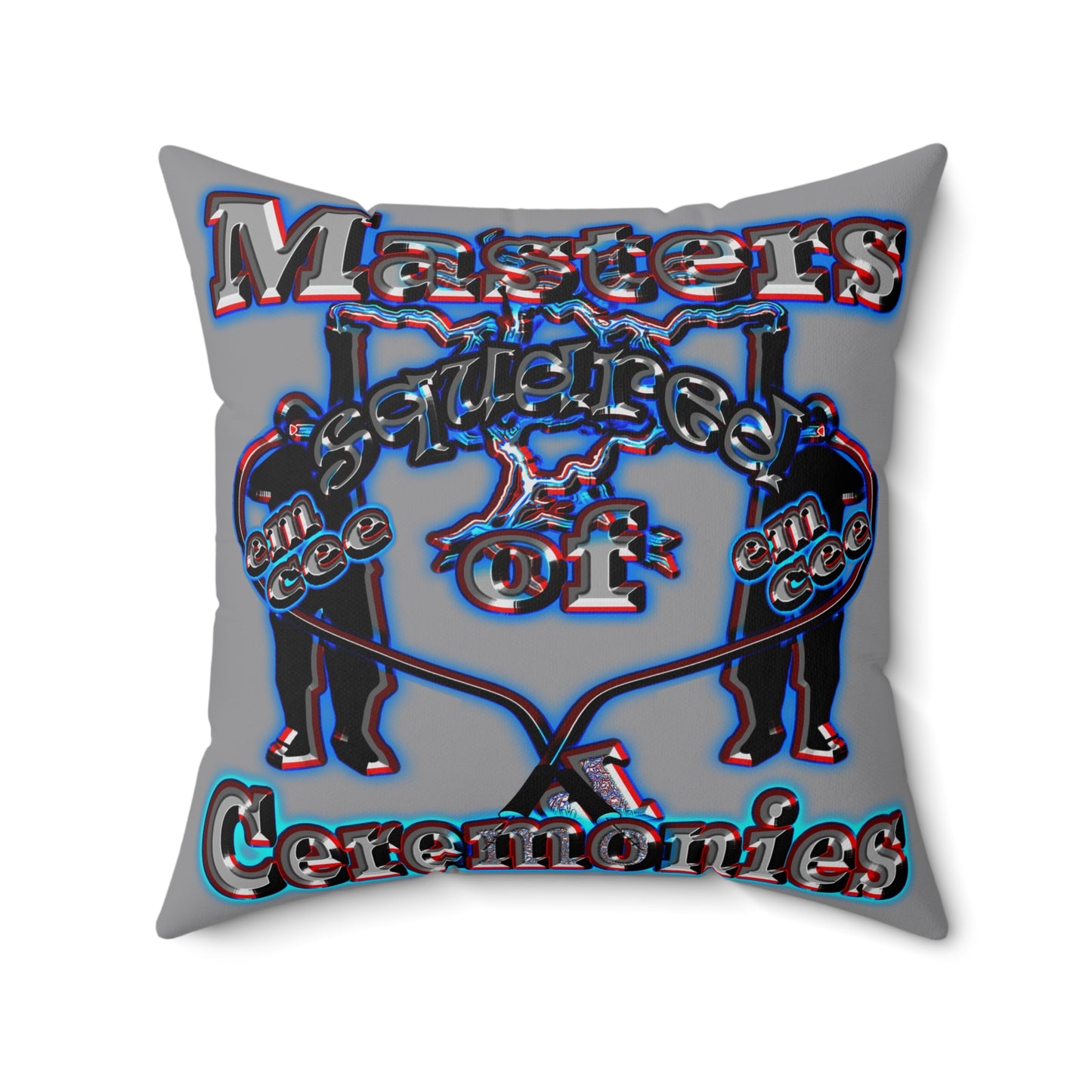 em cee squared - Spun Polyester Square Pillow - (grey)