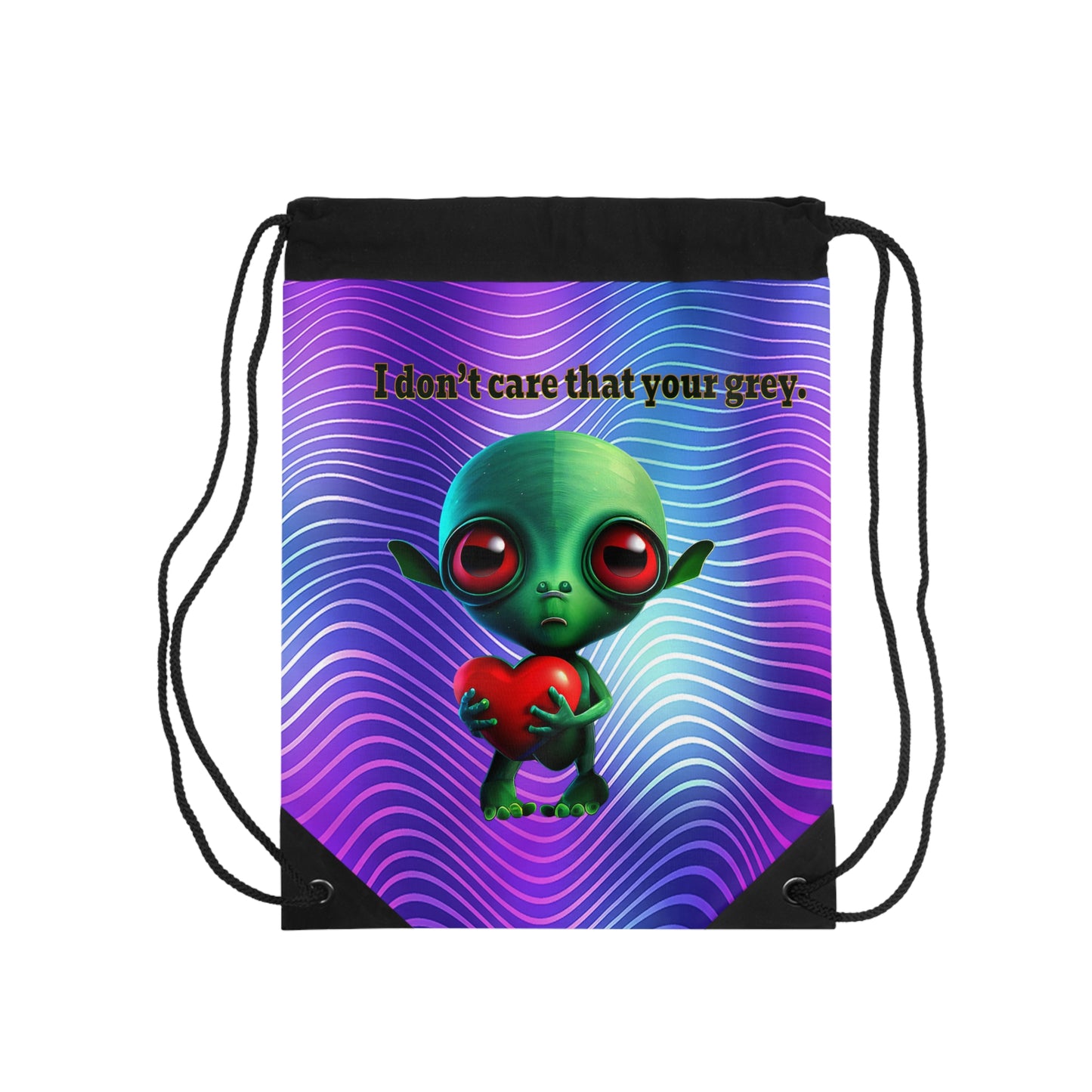 I don't care that your grey - Drawstring Bag (purple wave)