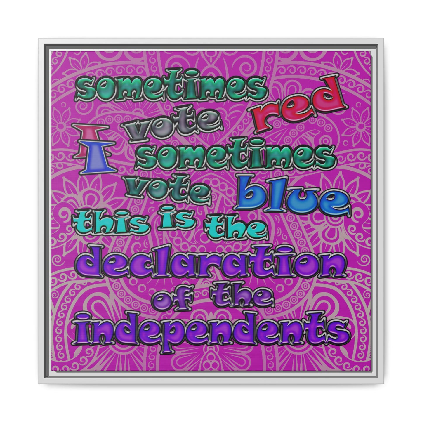 declaration of the independents - framed canvas art (pink swirl)