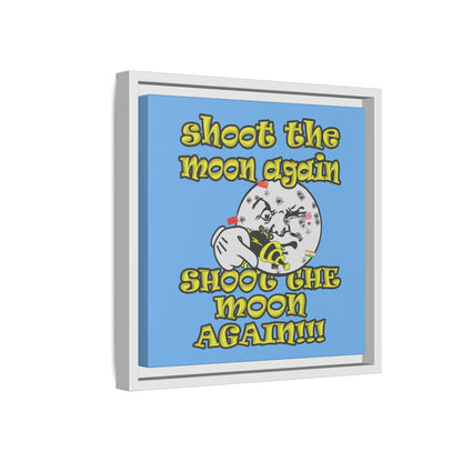 shoot the moon again - framed canvas art (light blue)